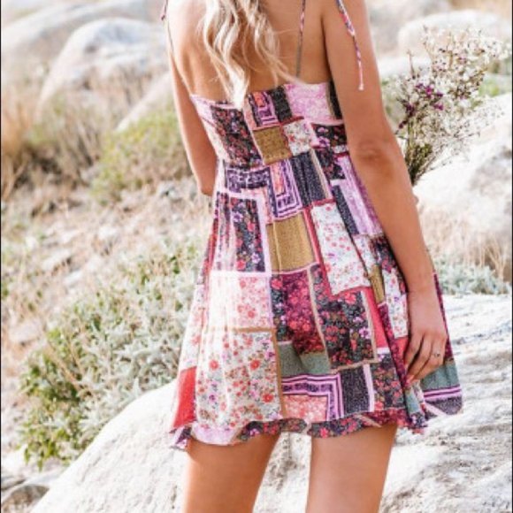 LAST ONE - Size L- Boho Floral Patchwork Dress- NWT - Picture 3 of 12